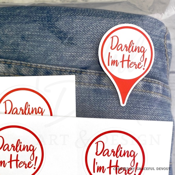 Darling I’m Here! - 2" (inches) Sticker (96ct.) - Picture 3 of 4
